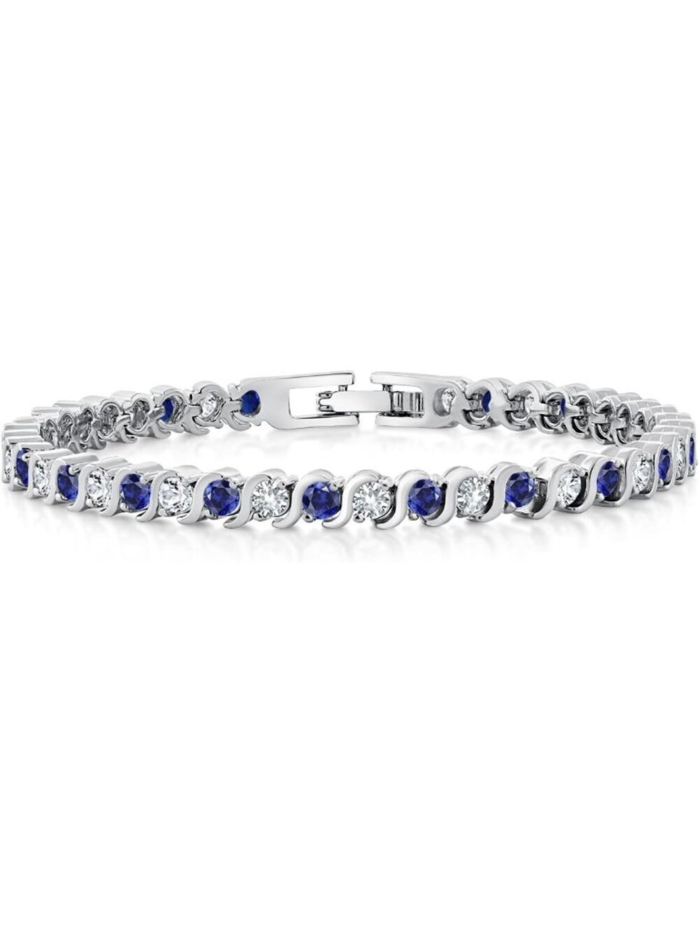 Stunning Gold Plated Sapphire CZ Tennis Bracelet - Elegant Gemstone Jewelry